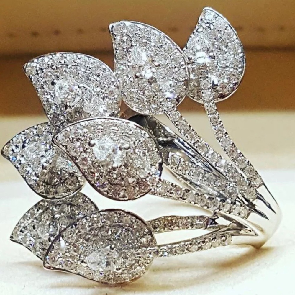 Bold Silver & Crystal Statement Ring - image 1